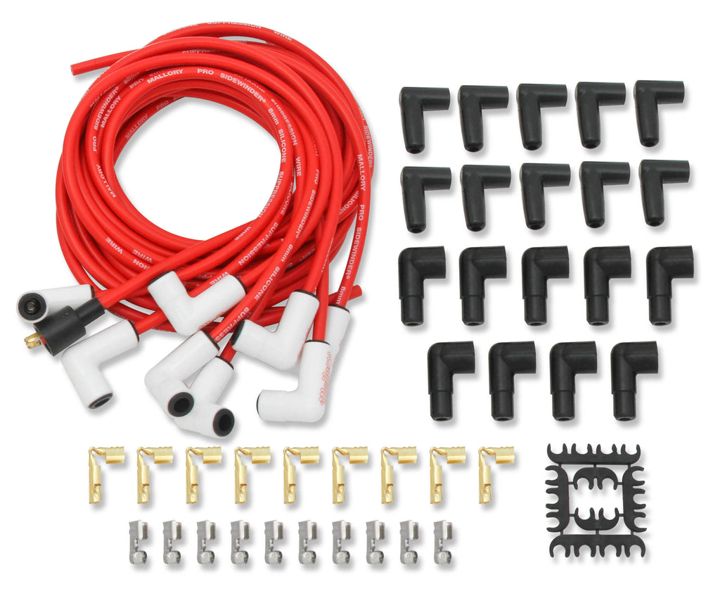 MALLORY 937C - Pro Sidwinder Plug Wire Set w/Ceramic Boots Red image