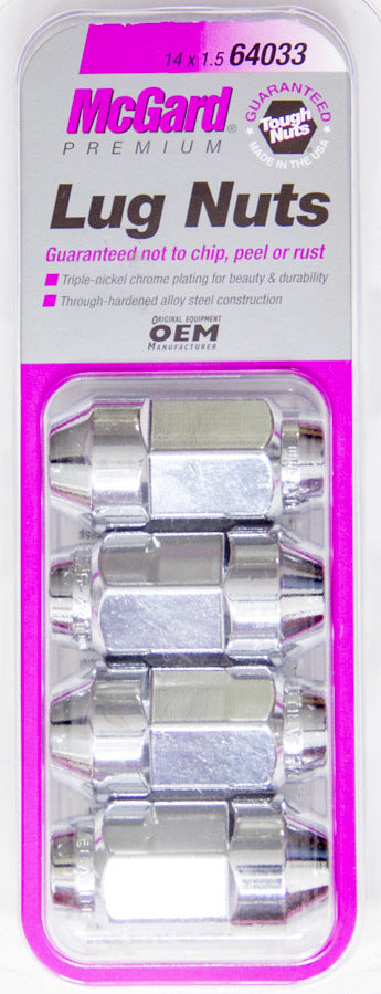 MCGARD 64033 - Lug Nuts M14x1.5 4 Pack Chrome Bulge Seat image