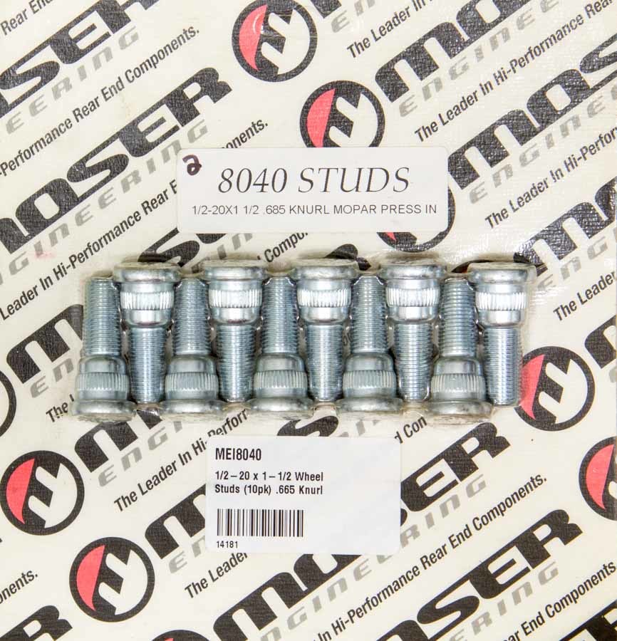 MOSER ENGINEERING 8040 - 1/2-20 x 1-1/2 Wheel Studs (10pk) .665 Knurl image