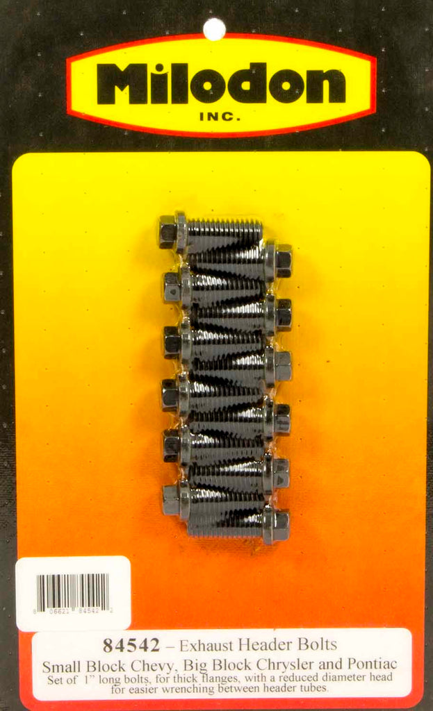 MILODON 84542 - Header Bolt Kit - SBC 6pt. 3/8in x  1in image
