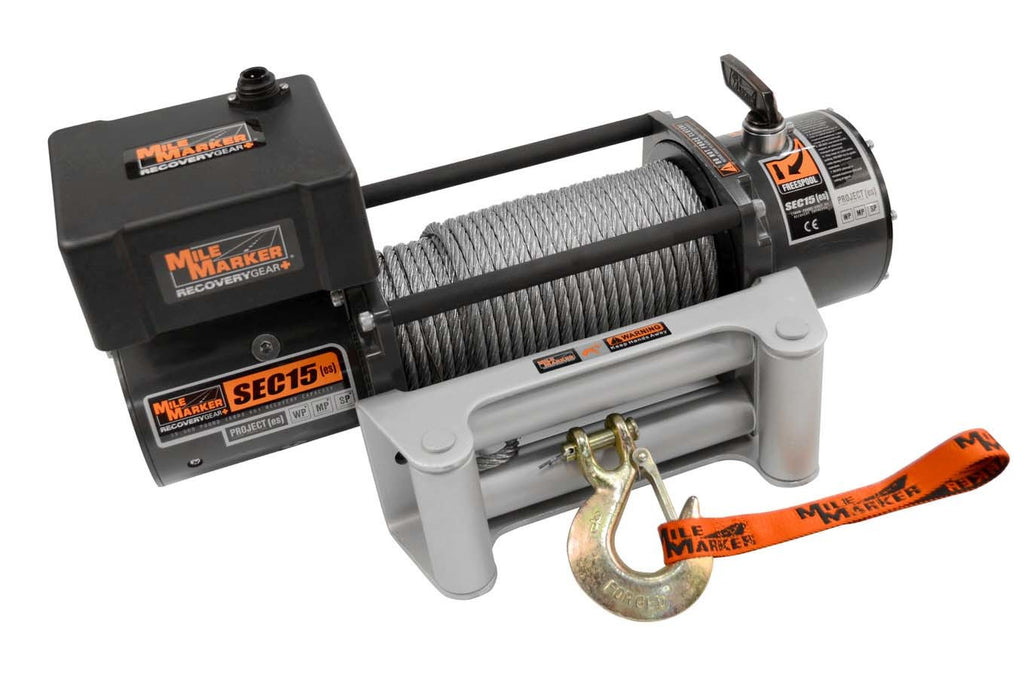 MILE MARKER 76-50260W - 15000lb Winch w/Roller Fairlead & 12' Remote image