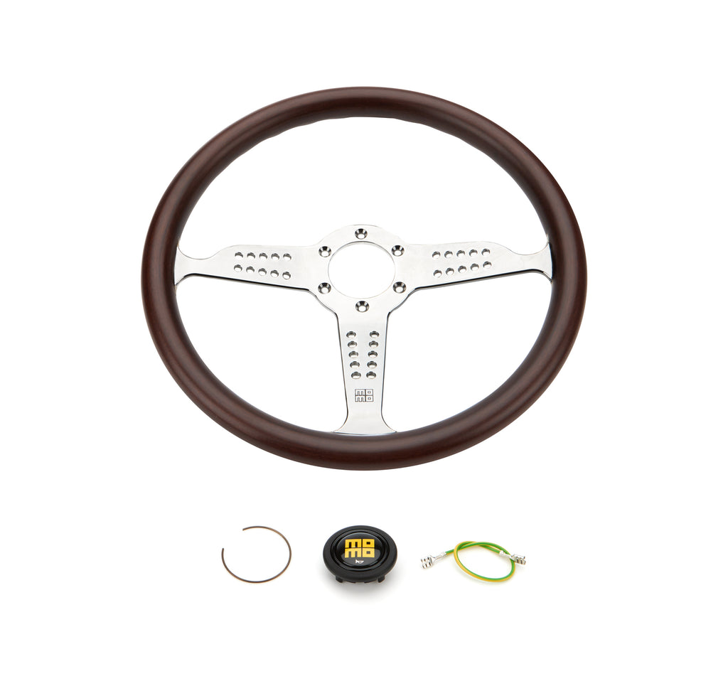 MOMO AUTOMOTIVE ACCESSORIES GRA35WD0P - Super Grand Prix Steerin g Wheel Wood/Pol. Silver image