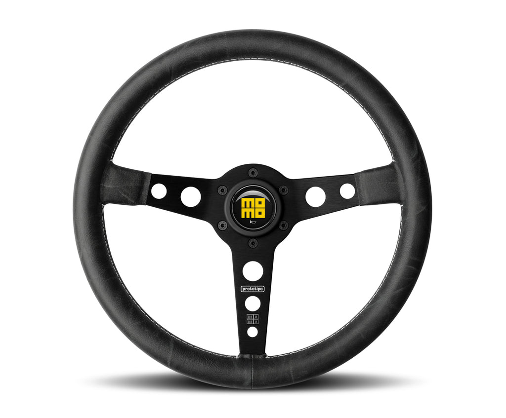 MOMO AUTOMOTIVE ACCESSORIES PRH35BK2B - Prototipo Heritage Steer ing Wheel Leather Black image