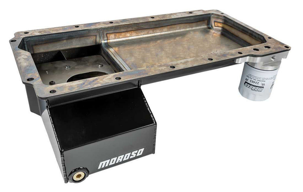 MOROSO 20138 - LS Front Sump Steel Oil Pan w/Oil Filter Adapter image