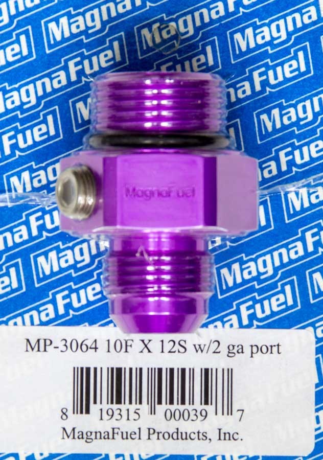 MAGNAFUEL/MAGNAFLOW FUEL SYSTEMS MP-3064 - #10 to #12 O-Ring Male Adapter Fitting w/Gauge image