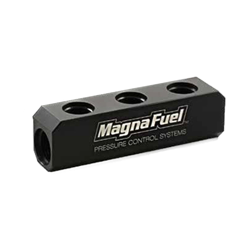 MAGNAFUEL/MAGNAFLOW FUEL SYSTEMS MP-7610-03-BLK - 3-Port Fuel Log for Holley 12-803 Regulators image