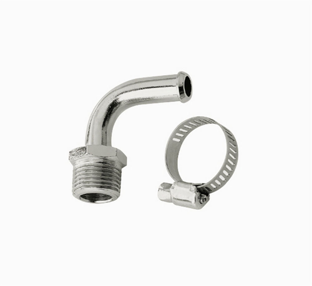 MR. GASKET 2970G - 3/8in NPT 90deg Chrome Hose Fitting To 3/8in Ho image