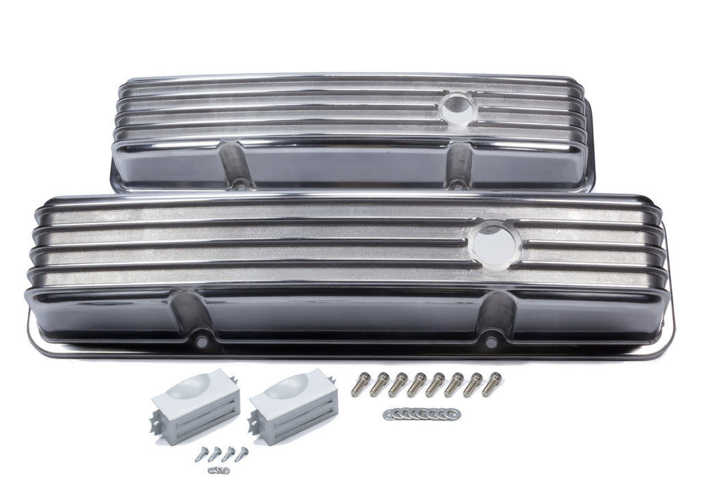 MR. GASKET 6855G - SBC Cast Alm Valve Cover Set Finned Style Pol. image
