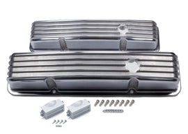 MR. GASKET 6855G - SBC Cast Alm Valve Cover Set Finned Style Pol. image