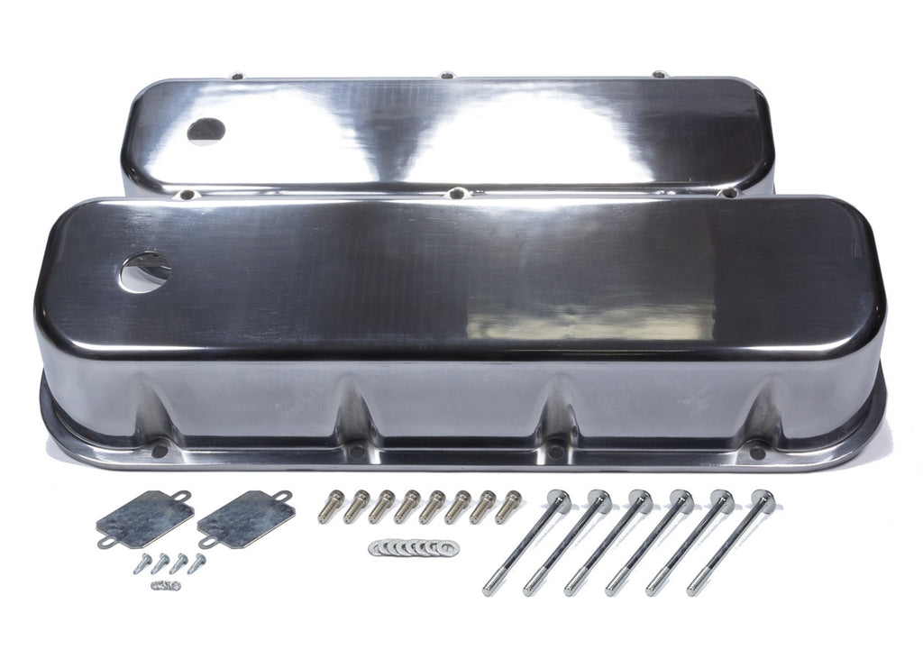 MR. GASKET 6858G - BBC Cast Alm Valve Cover Set Tall w/Hole Polished image