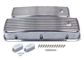 MR. GASKET 6859G - BBC Cast Alm Valve Cover Set Finned Style Pol. image