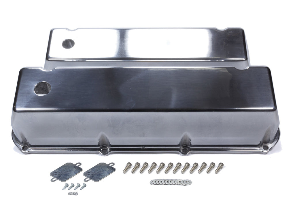 MR. GASKET 6873G - BBF Cast Alm Valve Cover Set w/Hole Polished image