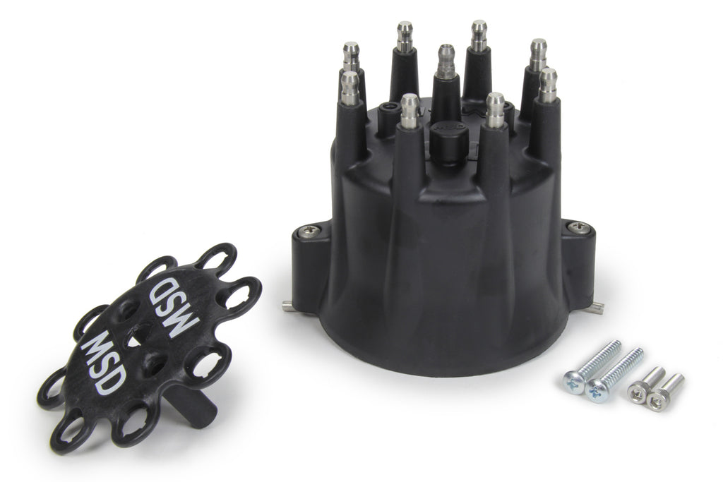 MSD IGNITION 84333 - Distributor Cap & Ret- Chevy V8 HEI- Black image