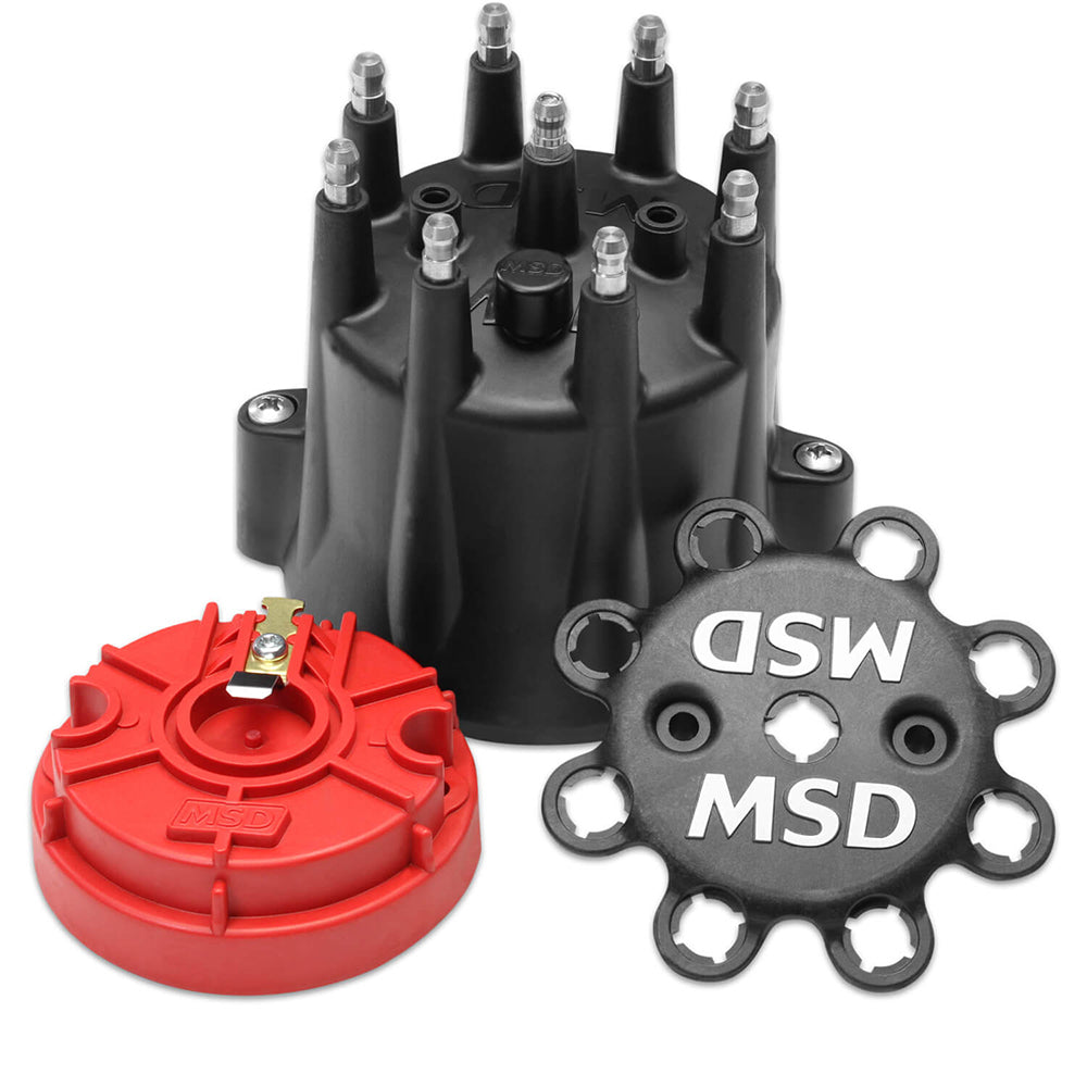 MSD IGNITION 84336 - Distributor Cap & Rotor Kit Chevy V8 HEI Black image