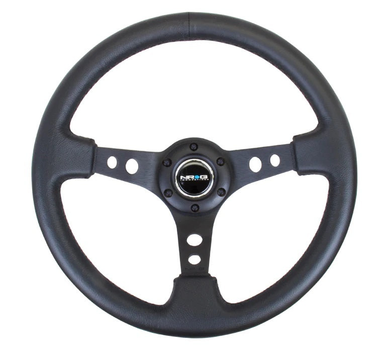 NRG INNOVATION RST-006BK - Steering Wheel 350mm 3in Dish Black Leather image