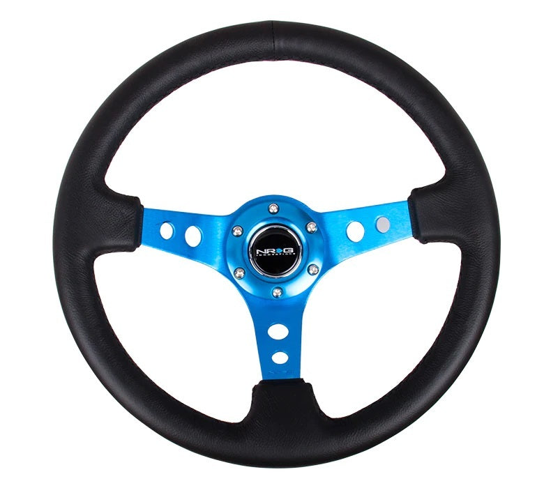 NRG INNOVATION RST-006BL - Steering Wheel 350mm 3in Dish Blk Leather/Blue Ct image