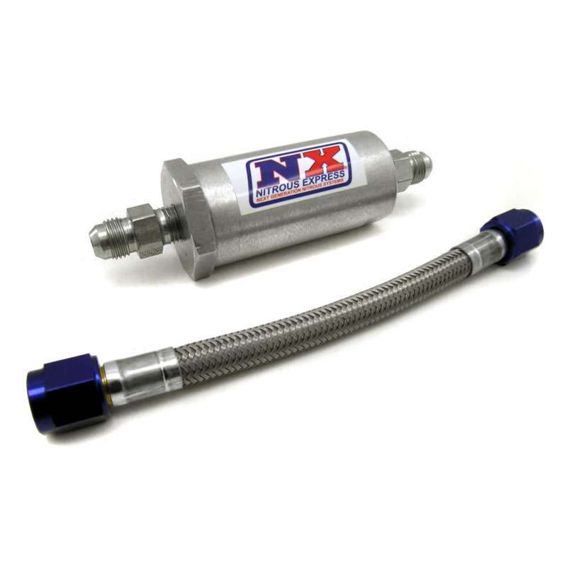 NITROUS EXPRESS 15610 - 6an Pure-Flo Nitrous Filter w/7in S/S Hose image