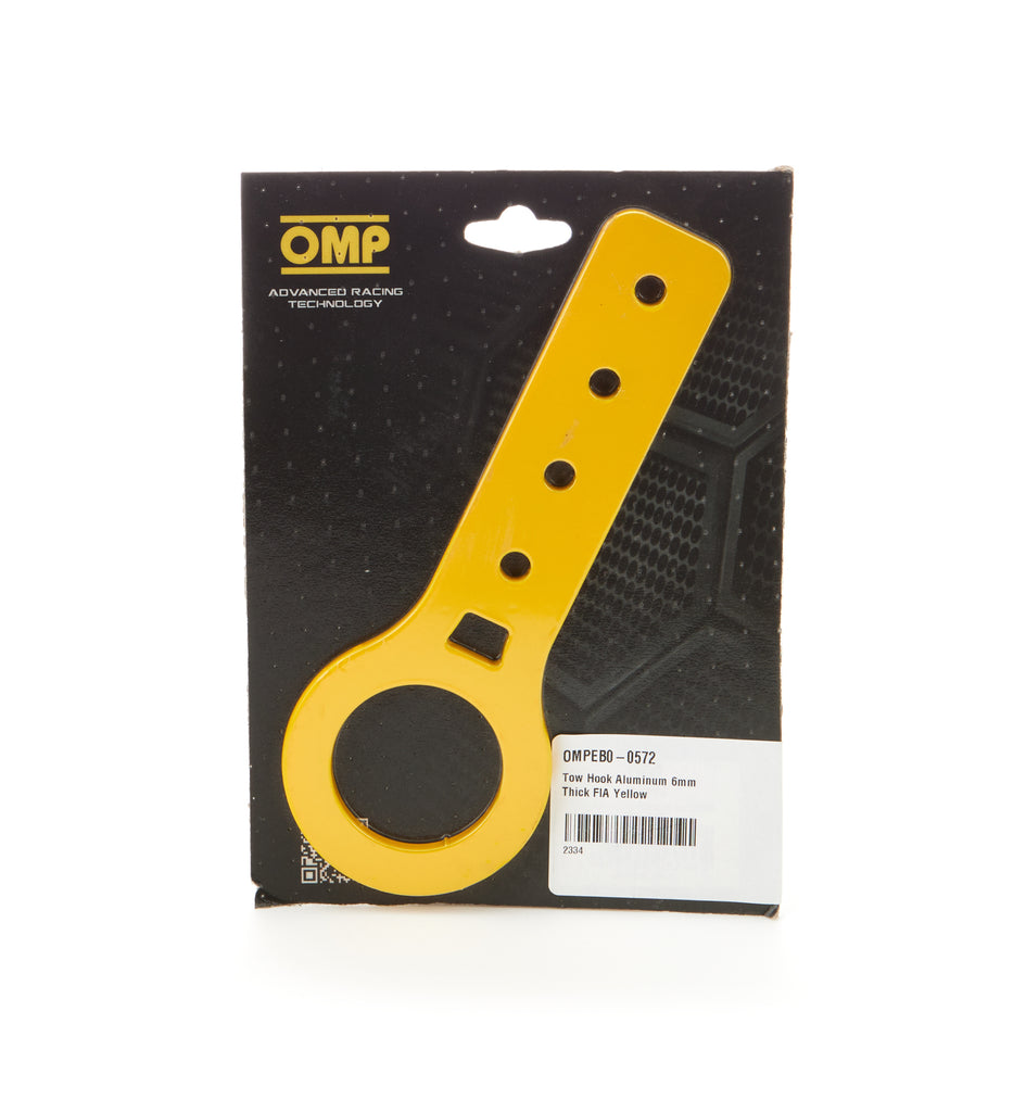 OMP RACING, INC. EB0-0572 - Tow Hook Aluminum 6mm Thick FIA Yellow image