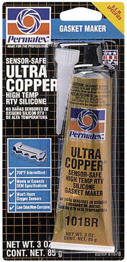 PERMATEX 81878 - Ultra Copper Gasket Maker 3oz Carded Tube image