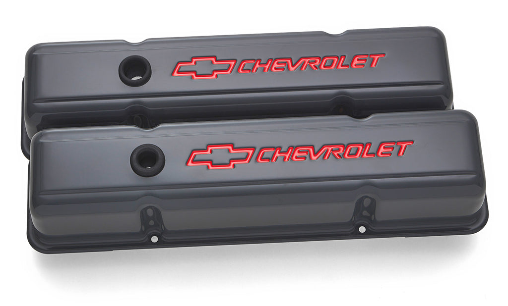 PROFORM 141-881 - SBC Valve Covers Shark Gray w/Bowtie Logo image