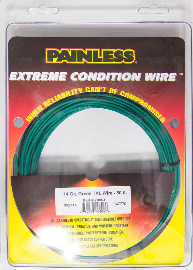 PAINLESS WIRING 70804 - 14 Gauge Green TXL Wire  50 Ft. image