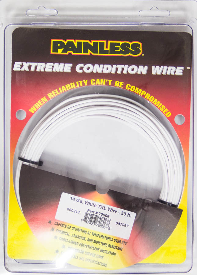 PAINLESS WIRING 70806 - 14 Gauge White TXL Wire  50 Ft. image