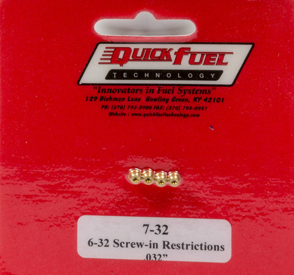 QUICK FUEL TECHNOLOGY 7-32 - 6-32 Screw-in Restrictor .032in image