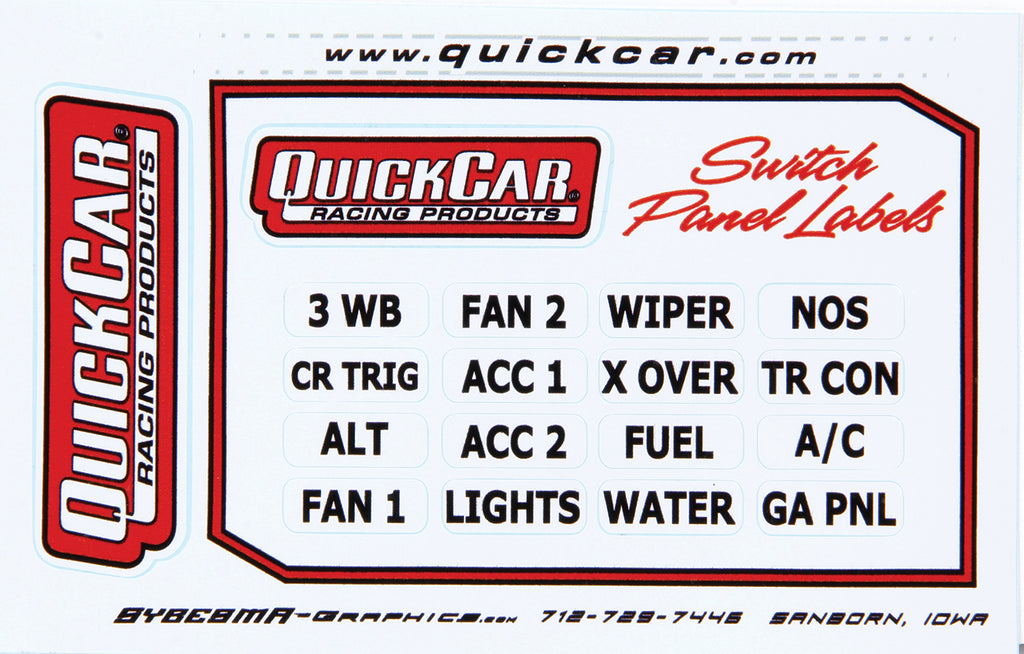 QUICKCAR RACING PRODUCTS 50-004 - Switch Panel Stickers Small Ignition Panels image