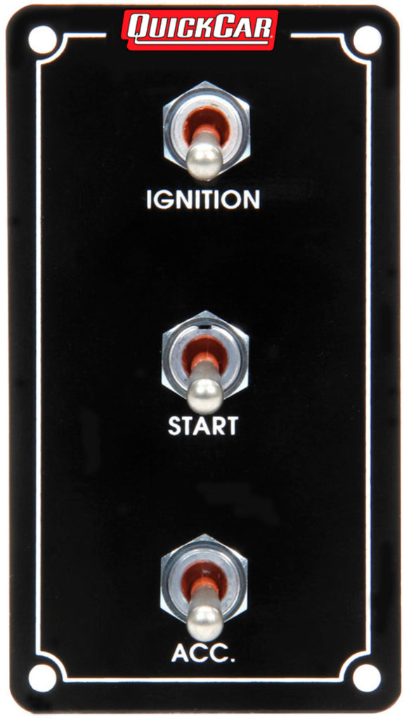 QUICKCAR RACING PRODUCTS 50-7931 - Ign. Panel Extreme Vert. 3 Switch Single Ignition image