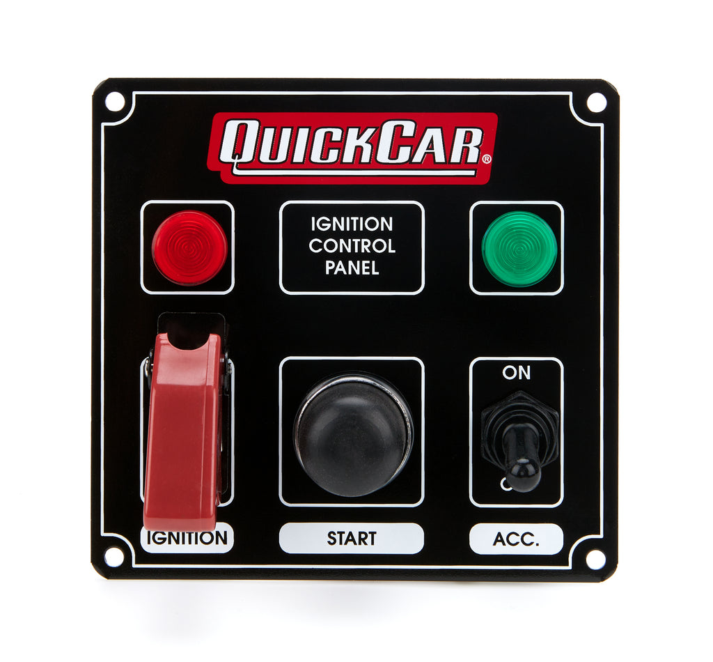 QUICKCAR RACING PRODUCTS 50-823 - Ignition Panel Black w/ 2 Acc. & Lights image