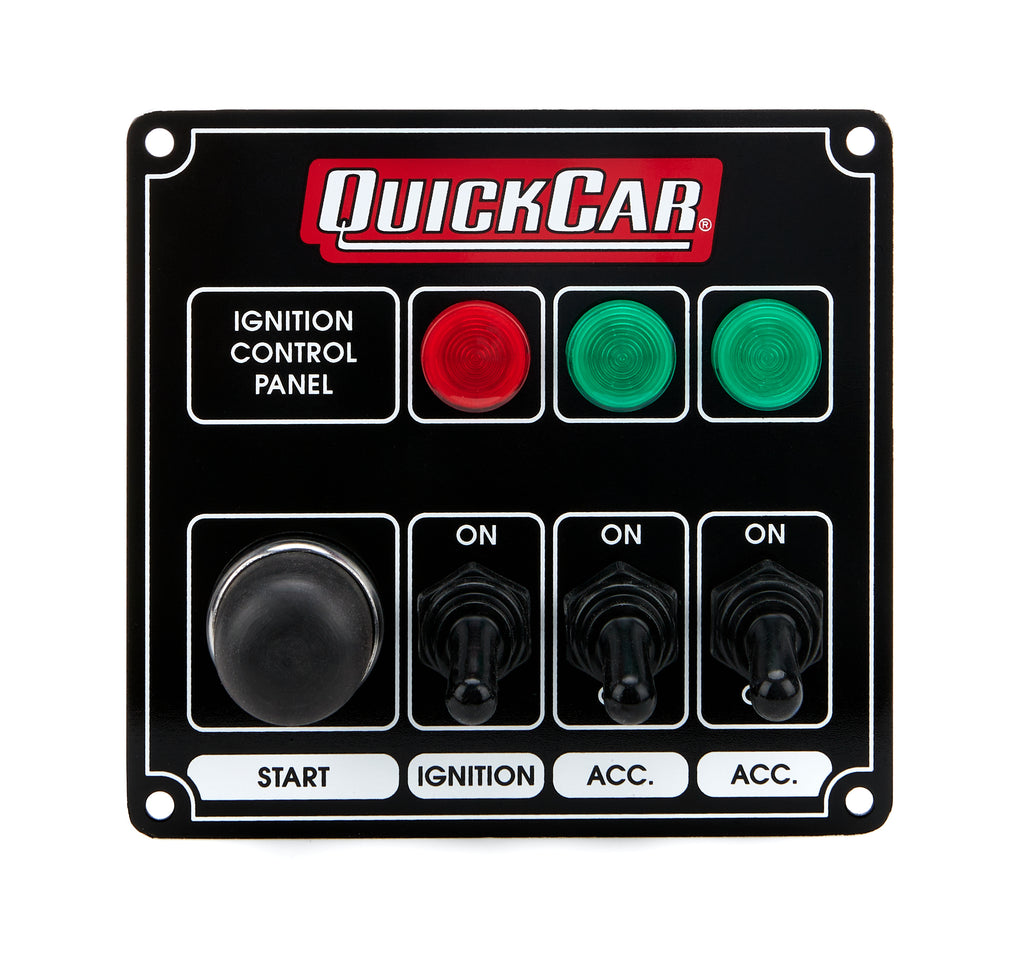 QUICKCAR RACING PRODUCTS 50-825 - Ignition Panel Black w/ 2 Acc. & Lights image