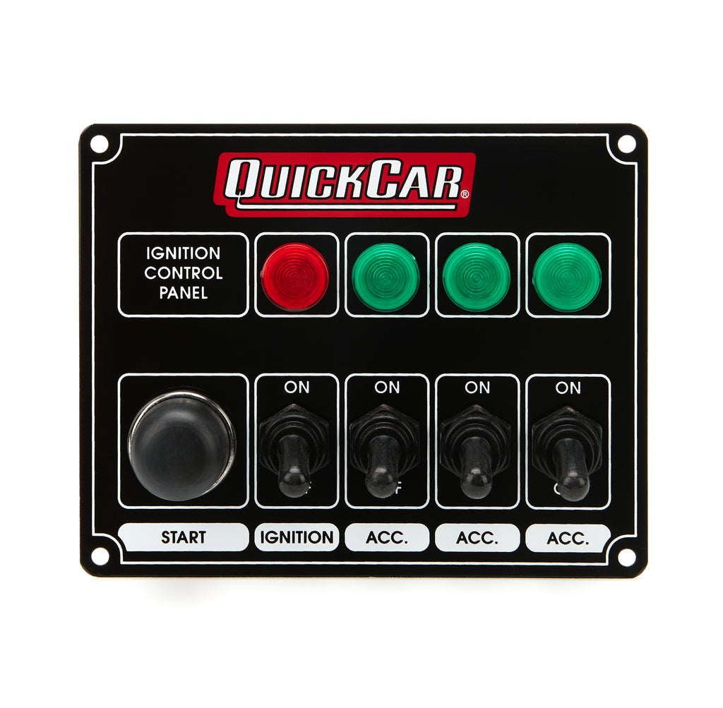 QUICKCAR RACING PRODUCTS 50-826 - Ignition Panel Black w/ 3 Acc. & Lights image