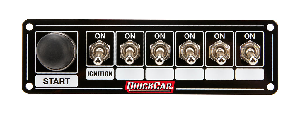 QUICKCAR RACING PRODUCTS 50-865 - Ignition Panel Blk. w/ Start But. 5 Acc. image