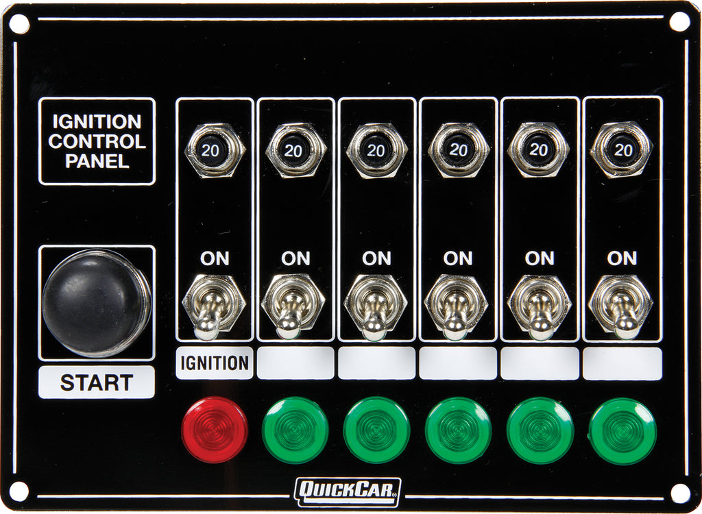 QUICKCAR RACING PRODUCTS 50-869 - Ignition Panel w/Start But. 5 Acc. Circut Brkr image