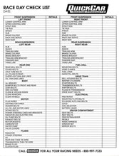 Load image into Gallery viewer, QUICKCAR RACING PRODUCTS 51-237 - Race Day Check-List  image