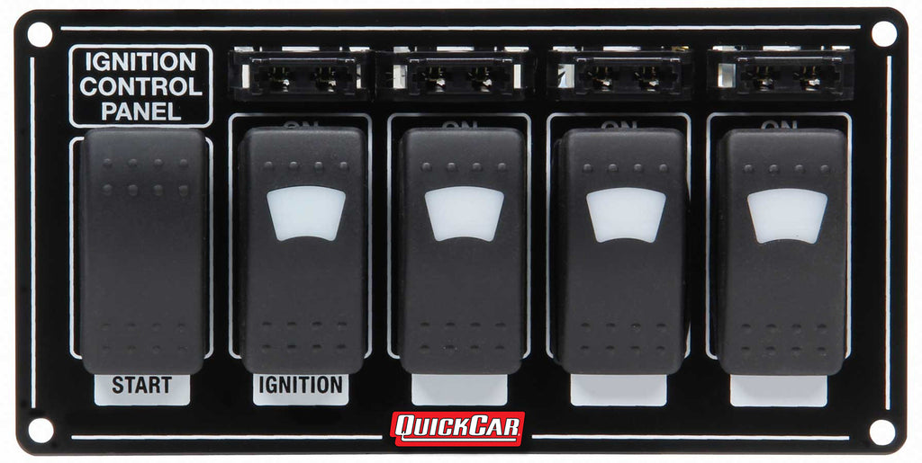 QUICKCAR RACING PRODUCTS 52-864 - Ignition Panel w/ Rocker Switches Fuses & Lights image