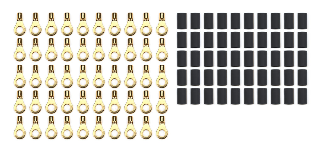 QUICKCAR RACING PRODUCTS 57-462-50 - Ring Terminal 1/4in 10- 12 Ga w/Heat Shrink image