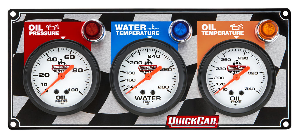 QUICKCAR RACING PRODUCTS 61-6011 - 3 Gauge Panel OP/WT/OT  image