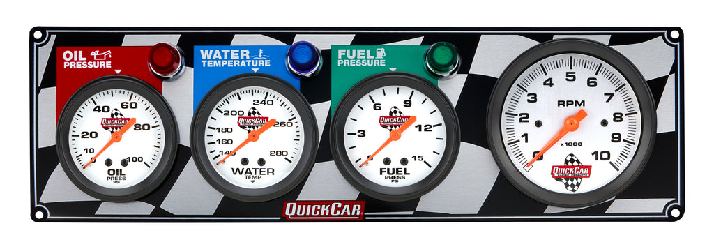 QUICKCAR RACING PRODUCTS 61-60423 - Gauge Panel OP/WT/FP w/Tach image