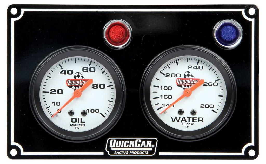 QUICKCAR RACING PRODUCTS 61-6701 - 2 Gauge Panel  OP/WT Black image