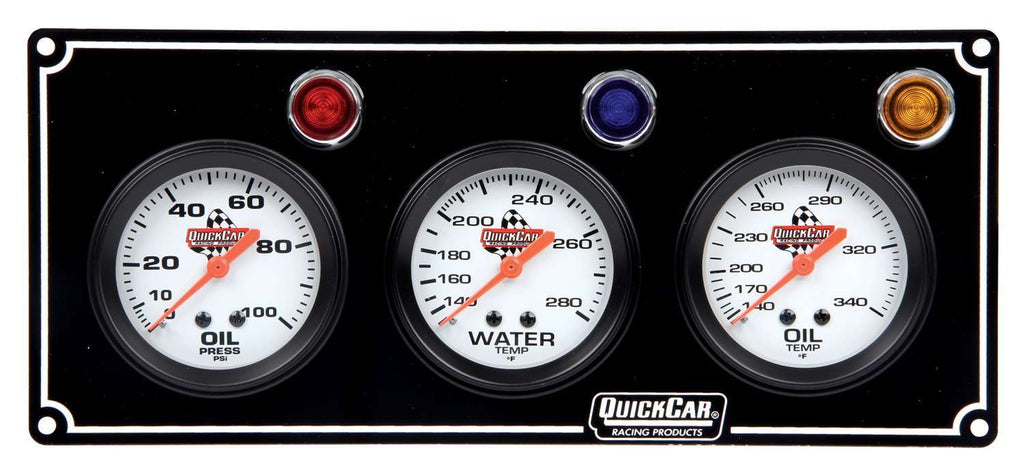 QUICKCAR RACING PRODUCTS 61-6711 - 3 Gauge Panel  OP/WT/OT Black image