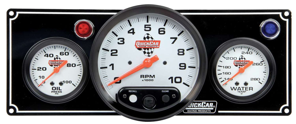 QUICKCAR RACING PRODUCTS 61-6731 - 2-1 Gauge Panel OP/WT w/ 5in Tach Black image