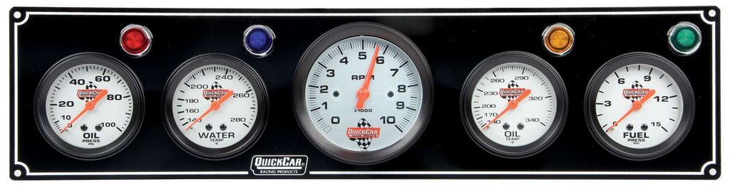 QUICKCAR RACING PRODUCTS 61-67513 - 3-1 Gauge Panel OP/WT/OP /FP w/3-3/8in Tach Black image