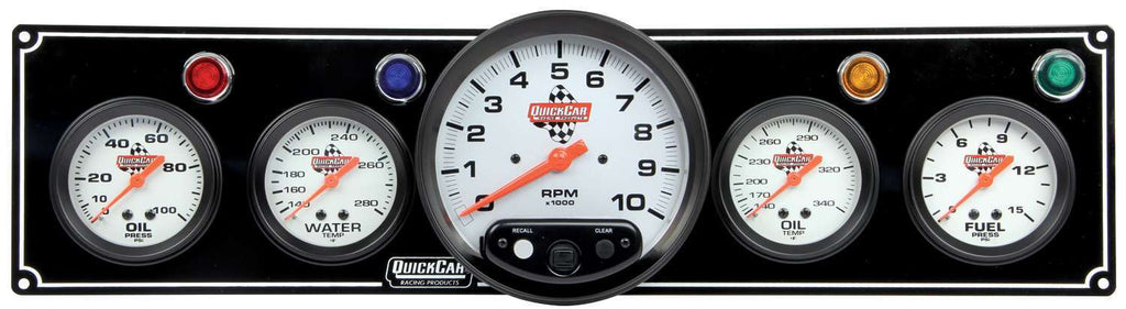 QUICKCAR RACING PRODUCTS 61-6751 - 3-1 Gauge Panel OP/WT/OP /FP w/5in Tach Black image