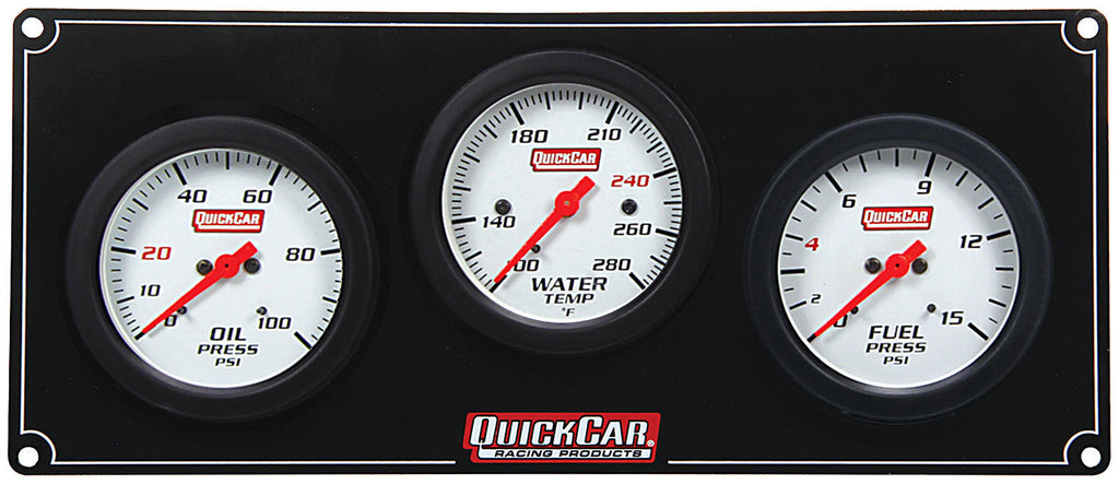 QUICKCAR RACING PRODUCTS 61-7012 - 3 Gauge Extreme Panel OP/WT/FP image
