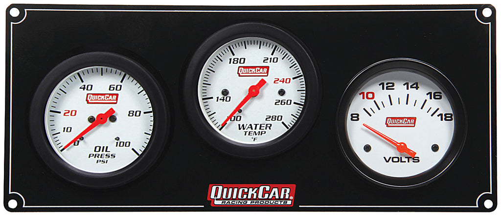 QUICKCAR RACING PRODUCTS 61-7017 - 3 Gauge Extreme Panel OP/WT/Volts image