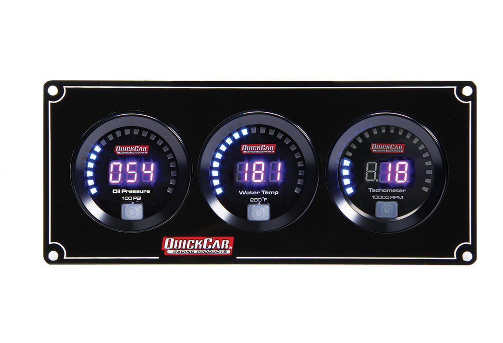 QUICKCAR RACING PRODUCTS 67-2031 - Digital 2-1 Gauge Panel OP/WT w/Tach image