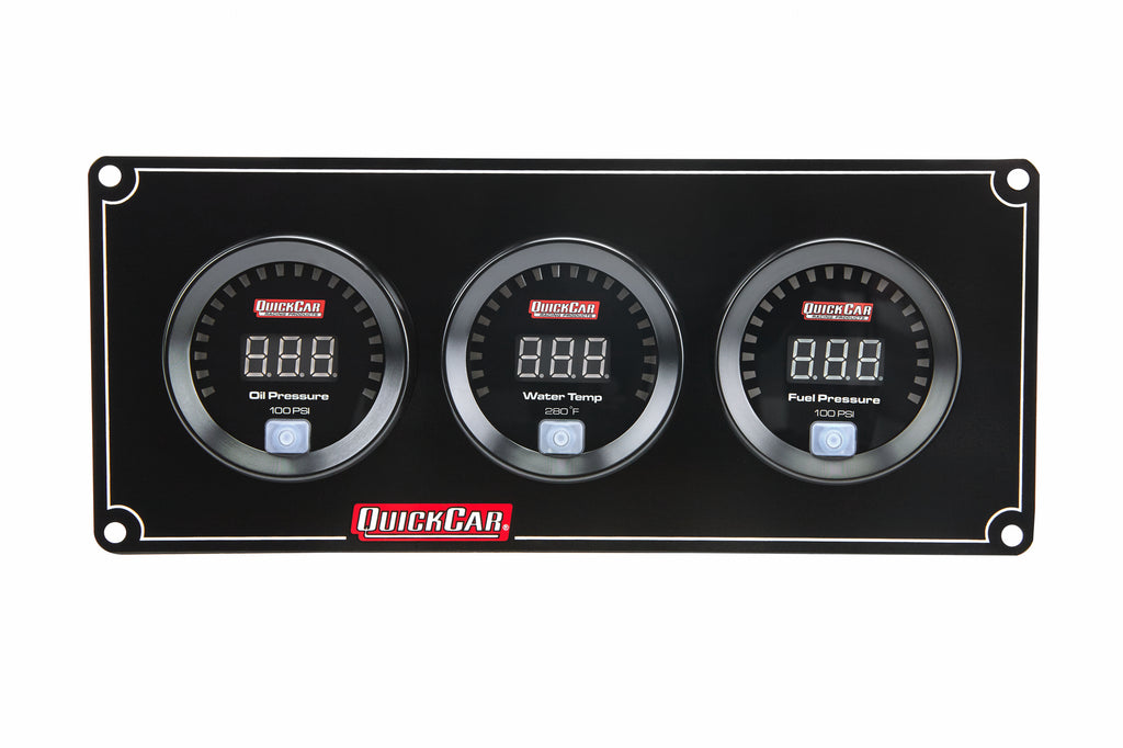 QUICKCAR RACING PRODUCTS 67-3018 - Digital 3 Gauge Panel OP /WT/FP100 image