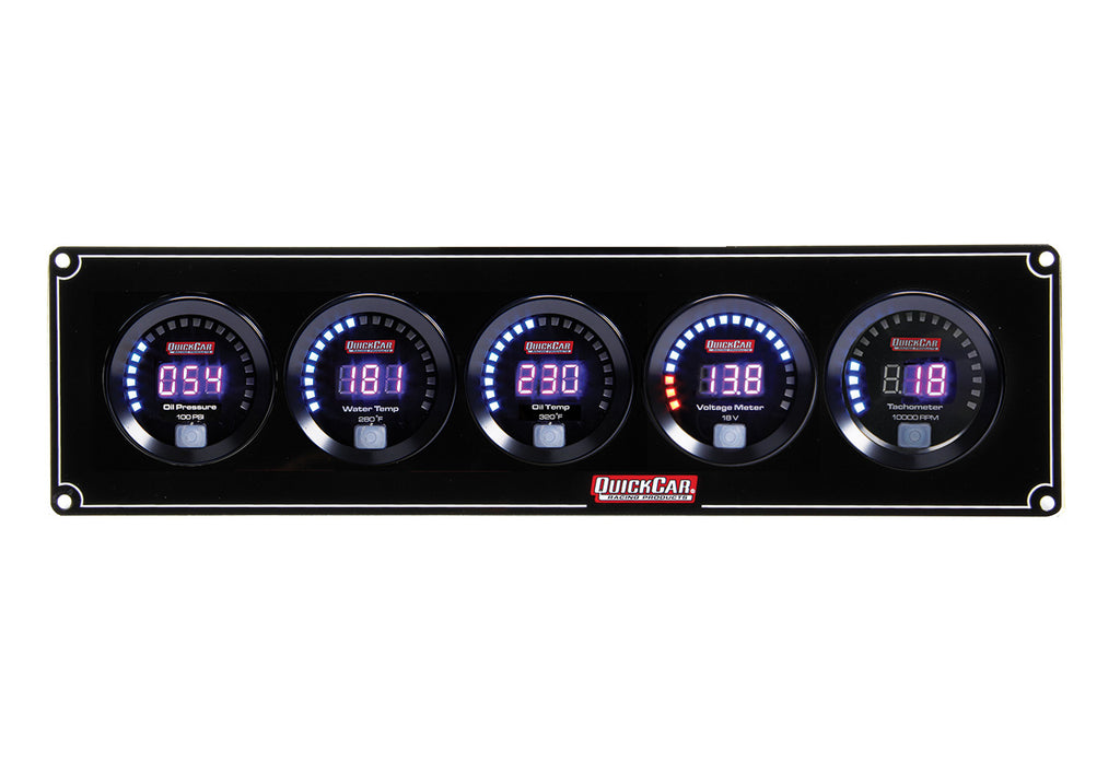 QUICKCAR RACING PRODUCTS 67-4057 - Digital 4-1 Gauge Panel OP/WT/OT/Volt w/Tach image