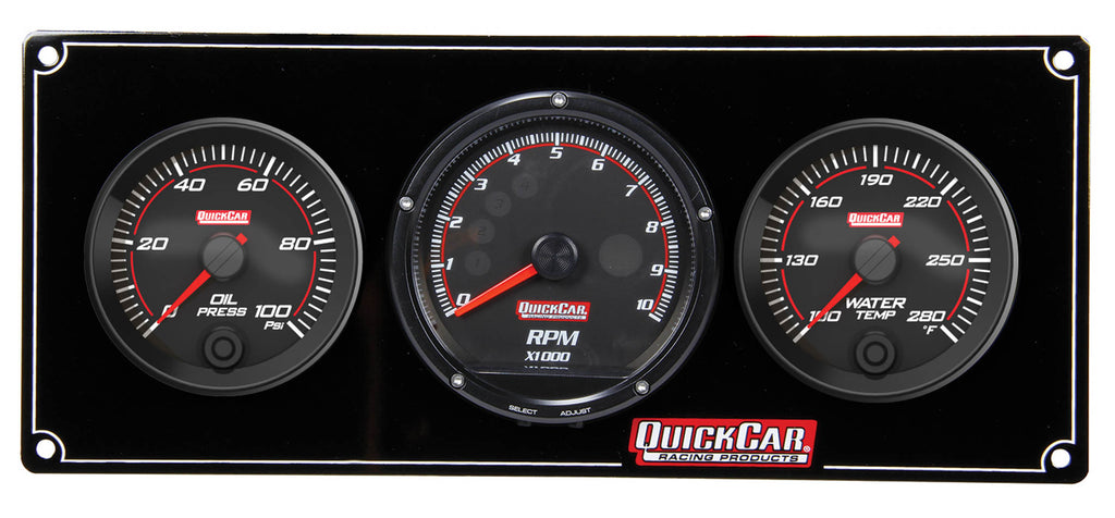 QUICKCAR RACING PRODUCTS 69-2031 - Redline 2-1 Gauge Panel OP/WT w/Recall Tach image